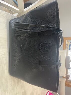 Valentino Black Leather Tote with Tassel Accent